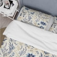 thumbnail image 4 of Designart "Seaside Floral Serenity I" Blue Boho Bedding Covert Set - Bohemian & Eclectic Bed Set With 1 Sham, 4 of 5