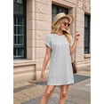 thumbnail image 4 of Casual Dresses for Women Ruffle Cap Sleeve Shift Dresses V Neck Short Sleeves Solid Color Flowy Summer Sundresses Gray S, 4 of 9