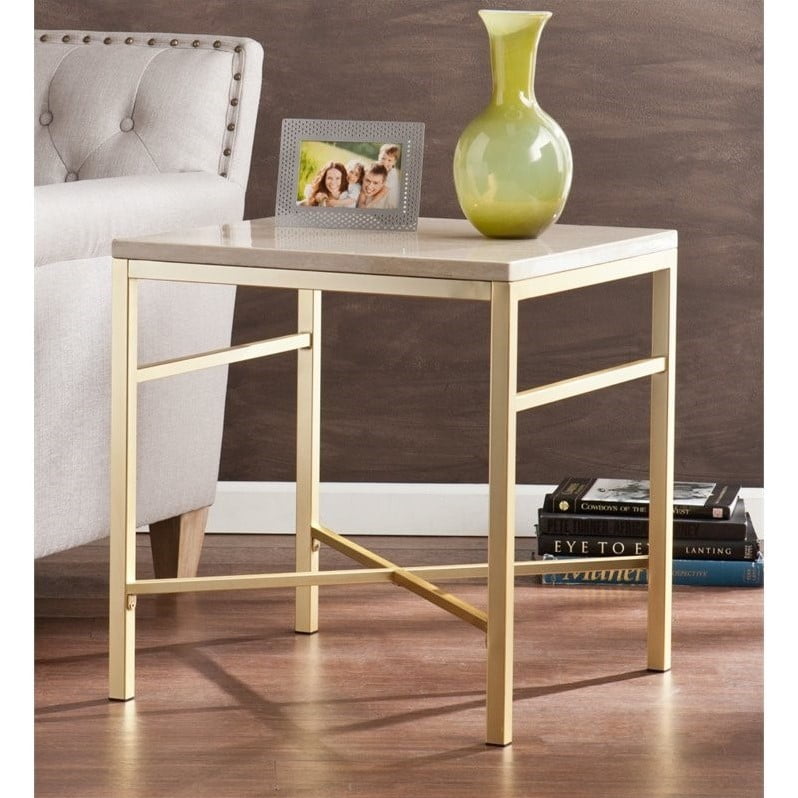 Southern Enterprises Orinda Metal End Table in Travertine Walmart Canada