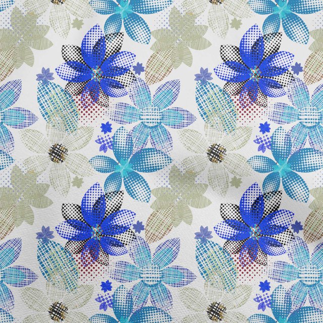 oneOone Cotton Flex Blue Fabric Texture Floral Craft Projects Decor Fabric Printed By The Yard 40 Inch Wide