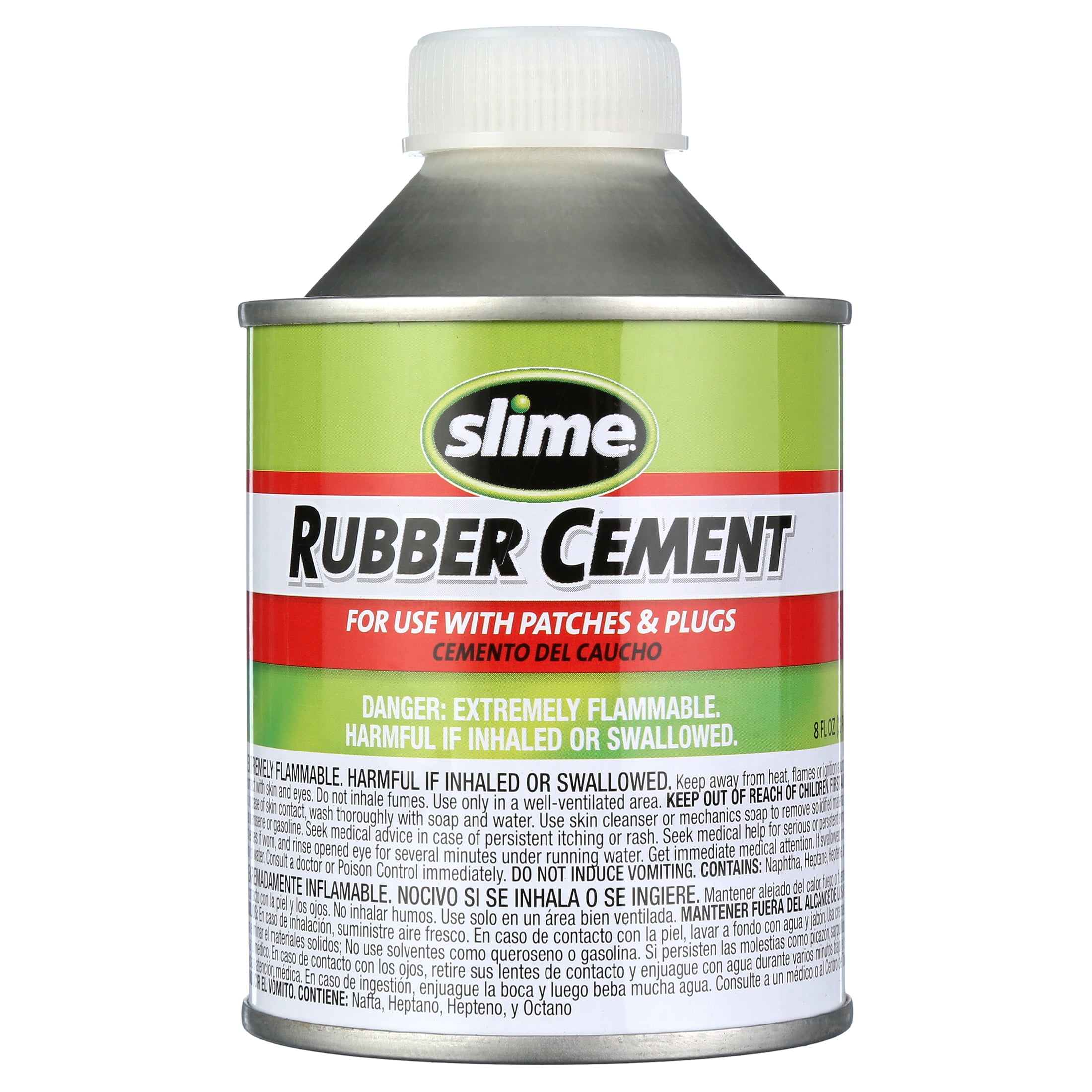 Slime Rubber Cement w/ No-Mess Brush Applicator 8 oz- 1050