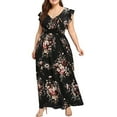 thumbnail image 3 of Brnmxoke Summer Dresses for Women 2025 Plus Size Wedding Guest Dress Casual Boho Floral Print Sleeveless V-Neck Maxi Beach Sun Dress Black,XXL, 3 of 8