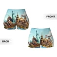 thumbnail image 6 of Yiaed Iconic Global Landmarks Print Women's Athletic Shorts Running Shorts Sporty Short High Waisted Elastic Workout Shorts for Yoga Gym Running & Sports -Medium, 6 of 8