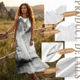 thumbnail image 5 of Tsovthrid Ink-Wash Mountain Print Linen-Like Matchable Couple Men Short Sleeve Shirt Women Sleeveless Sundresses Summer Boho Shirt Dress with Pockets Travel Outfit for Husband and Wife, S, 5 of 7