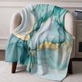 thumbnail image 3 of Throw Blanket for Couch Abstract Marble Soft Fleece Flannel Blankets Cozy Lightweight Blanket for Home Sofa Living Room Teal Gradient Bed Throws 50" x 60", 3 of 9