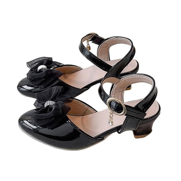 IVEYRTF Girls Bow Block Heel Dress Sandals Open Toe Adjustable Strap Wedding Party Shoes