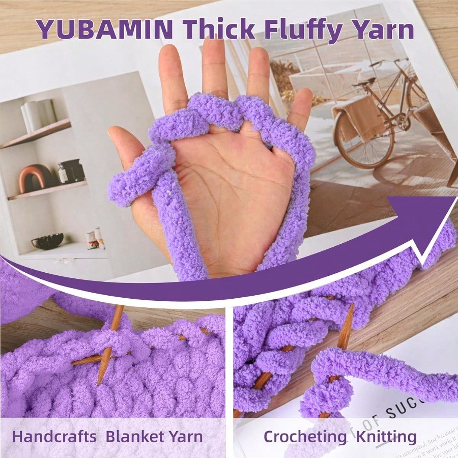 Chunky Yarn for Hand Knitting 8 Packs Chunky Chenille Yarn for Crocheting Bulky Thick Fluffy Yarns for Knitting er Bulky Blanket Yarns for Handcrafts 2045g 72oz 245 Yards (224m)