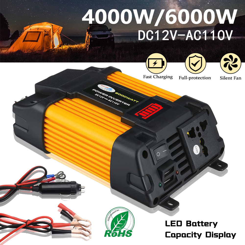 MDHAND 3000W Car Converter Solar Power Inverter 12V DC to 110V AC Car Power Inverter Solar Converter Kit