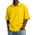 thumbnail image 2 of Lumtrix Men's Polo Shirts Short Sleeve Classic Golf Tee Lightweight Casual Button Down Collar Loose Fit Top Yellow 2XL, 2 of 9