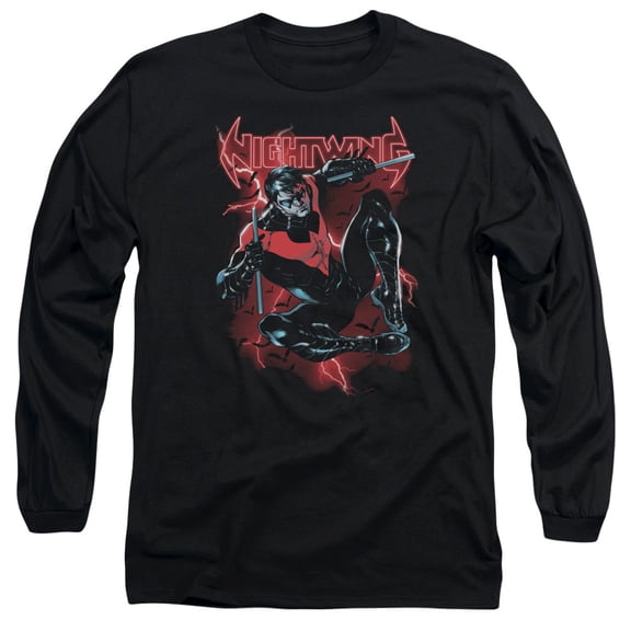 Batman Lightwing Long Sleeve Adult 18/1 T-Shirt Black