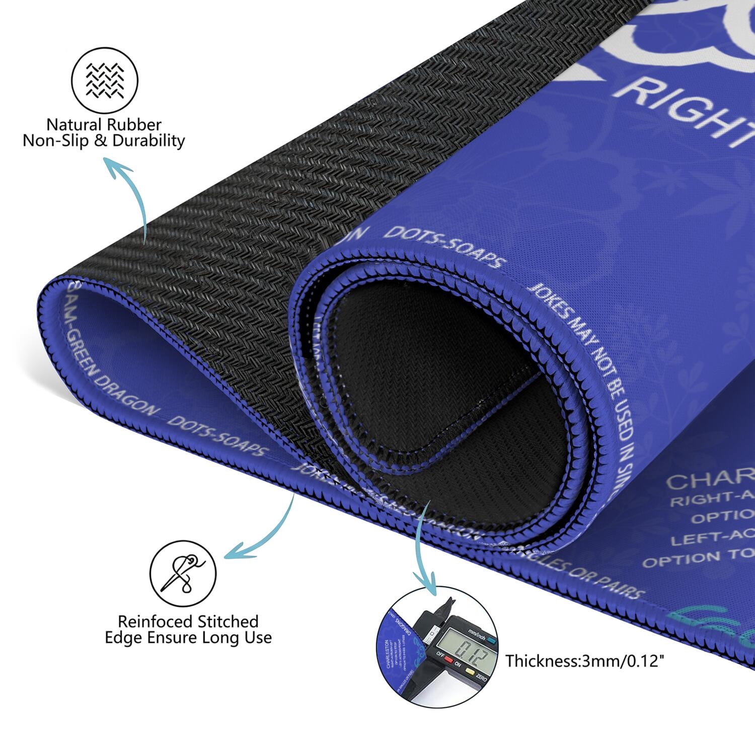 Blue Mahjong Mat with Rules, 31.5*31.5in Anti Slip American Mahjong Mat for Table, Noise Reduction, Neoprene Mah jongg Mats with Carrying Bag & 3 Dices, Mahjong Supplies Gift, Board Tile Games Mats