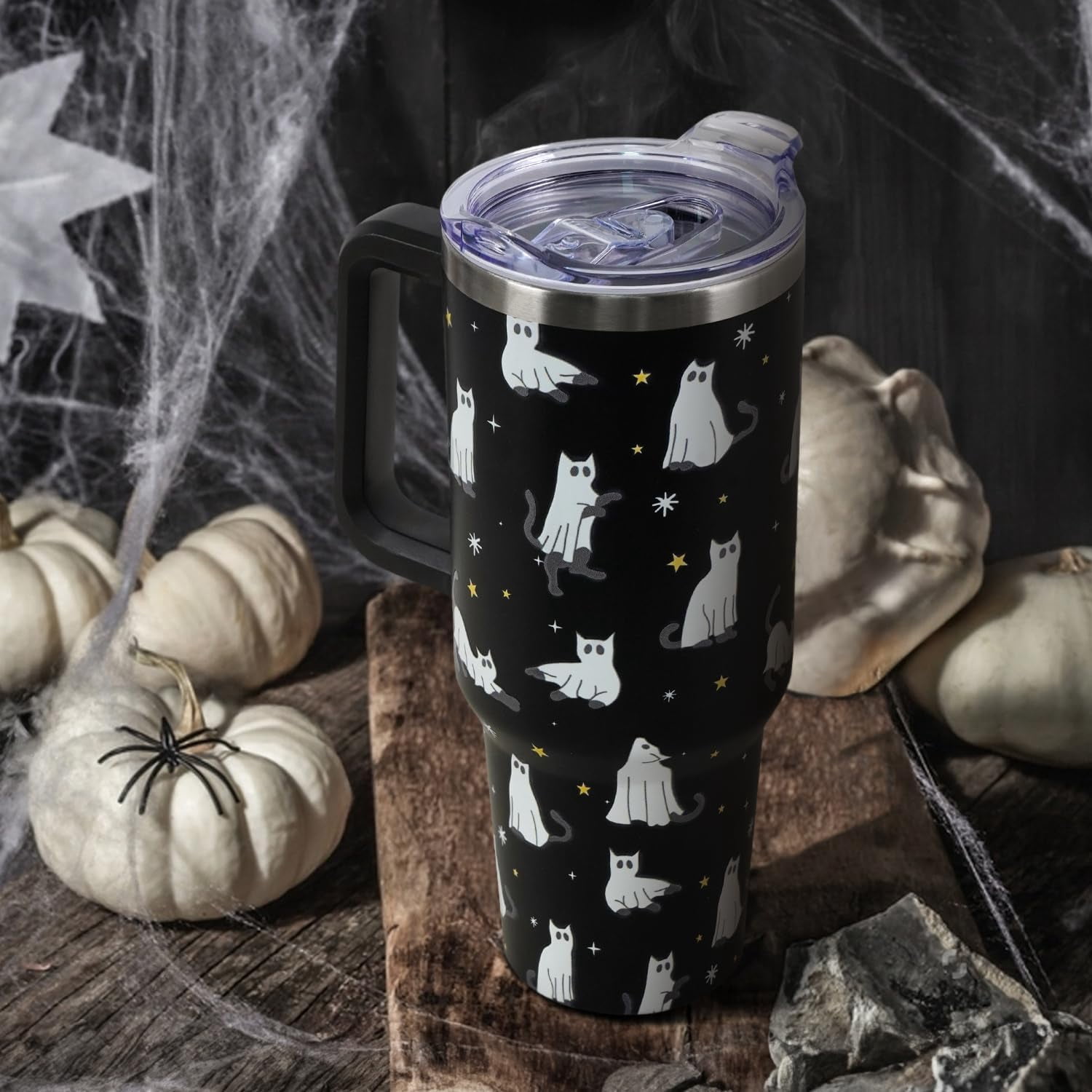 Christmas Tumbler with Handle and Straw Lid 40 oz,Cute Christmas Gifts for Women Xmas Lights Snowflakes Vacuum Insulated Leak Proof Tumbler,Winter Holiday Accessories Stainless Steel Coffee Cup Mug