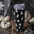 thumbnail image 2 of 40oz Halloween Tumbler with Lid & Straw - Black Cute Ghost Cat Design, Vacuum Insulated Stainless Steel, Leak Proof, Spooky Goth Gift for Women & Girls, 2 of 6
