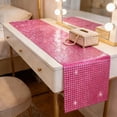 thumbnail image 5 of Pink Glitter Sequin Table Runner 12 x 70 Inch, Sparkly Nightclub Party Decor for Bachelorette, 70s Theme, Weddings and Dining Table, 5 of 6