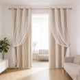 thumbnail image 4 of Double Layer Star Lace Blackouts Curtains 2-in-1 Sheer Star Patterns With Blackouts Liner Thermal Insulated Curtains For Bedroom Living Room, 4 of 6