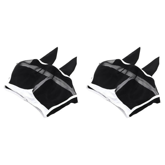 Breathable Horse Fly Mask with Full Ears Protection, Smooth Elastic UV Shield for Summer, Blocks Flies and Sun for Riding, Training and Pasture, Comfort Fit