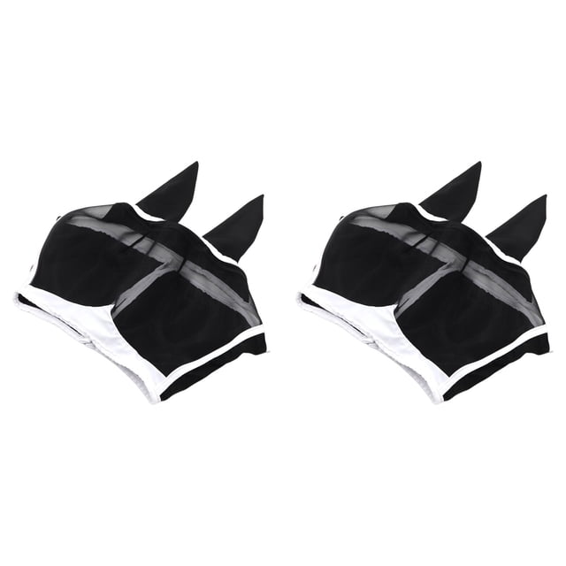 2025 Upgrade Horse Fly Mask with Ears Cover, Soft Elastic UV Protection Fly Screen for Summer Riding, Pasture Use, Blocks Insects and Sun for Horses Comfort