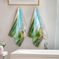 thumbnail image 4 of Palm Leaf Tropical Beach Kitchen Hand Towels, Summer Sandy Fingertip Bath Towels Ultra Soft and Absorbent, Decorative Face Towels Dish Washcloths, 2 PCS, 28.3"x 14.4", 4 of 5