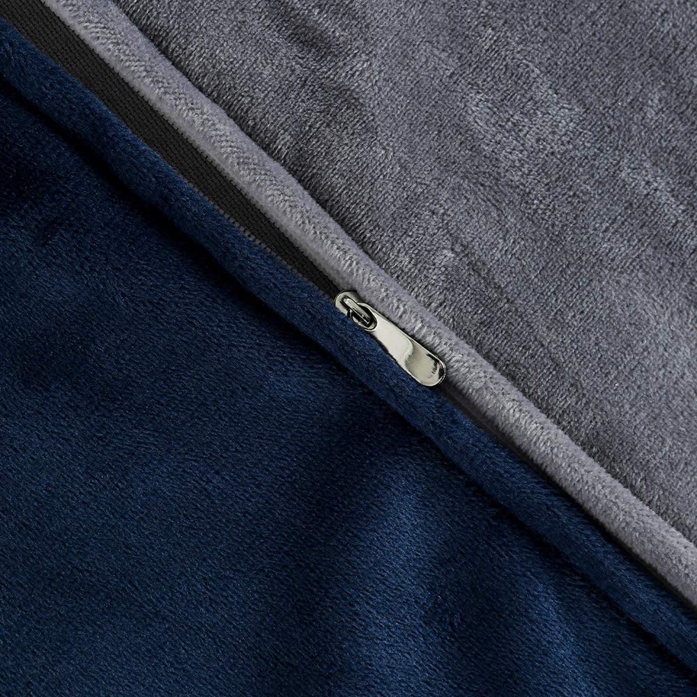 Removable Minky Duvet Cover 60"x80" Dark Grey/Navy Blue with 8 Loops for Weighted Blankets