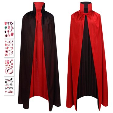 Kids Red Velvet Vampire Cape Costume - With Satin Collar & Metal Clasp, Perfect For Halloween & Dress-Up