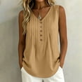 thumbnail image 6 of Bosfbaoi Womens Tops V-Neck Sleeveless Pleated Blouse Casual Button Accent Tank Top Summer Tops for Women, 6 of 8