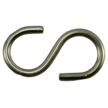 

11/64 x 3/4 x 2-1/8 18-8 Stainless Medium Wire S Hooks SHSS-041 (10 pcs.)