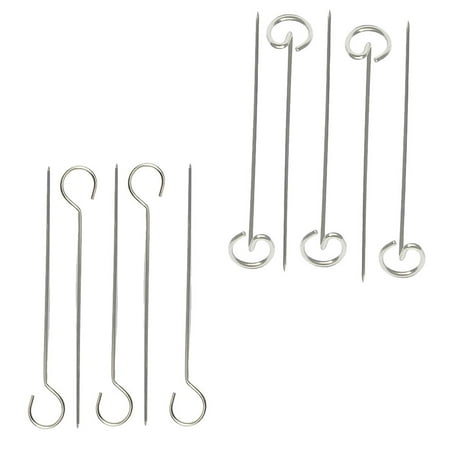 

10pcs Professional Long BBQ Skewers Stainless Steel Skewers Meat Skewers