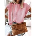 thumbnail image 3 of ZAXARRA Women Solid Color Sweater Vests Crew Neck Cap Sleeve Loose Fit Pullovers Casual Knitted Tank Tops Streetwear, 3 of 5