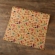 Birthday Wrapping Paper for Kids Girls Women Boys Men, 10 Sheets Kraft Brown Recycled Gift Wrapping Paper 4 Styles "Happy Birthday" Balloons Rainbow Stars Precut 20" X 28" Folded