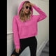 thumbnail image 4 of Sudadera Holgada de Larga con Capucha y Bolsillo con Media Cremallera para Mujer, Otoño e Invierno Rosa Roja XL, 4 of 10