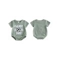 thumbnail image 2 of Cenuakty Infant 3M 6M 12M 18M Baby Summer Romper Fashionable Game Day Soccer Embroidery Short Sleeve Round Neck Jumpsuit, 2 of 9