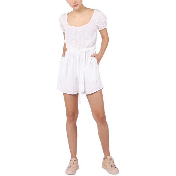Black Tape Womens Cotton Eyelet Romper White S