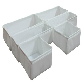 Mainstays White Fabric Drawer Organizer Set, 6 Total Bins, 3 Sizes