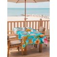 thumbnail image 2 of Outdoor Tablecloth with Umbrella Hole for Patio/Picnic/Party/Camping, Coastal Beach Waterproof Table Cloth Rectangle Table Cover Washable, Summer Tropical Plants Ocean Sea Waves Blue (60"x 120"), 2 of 9