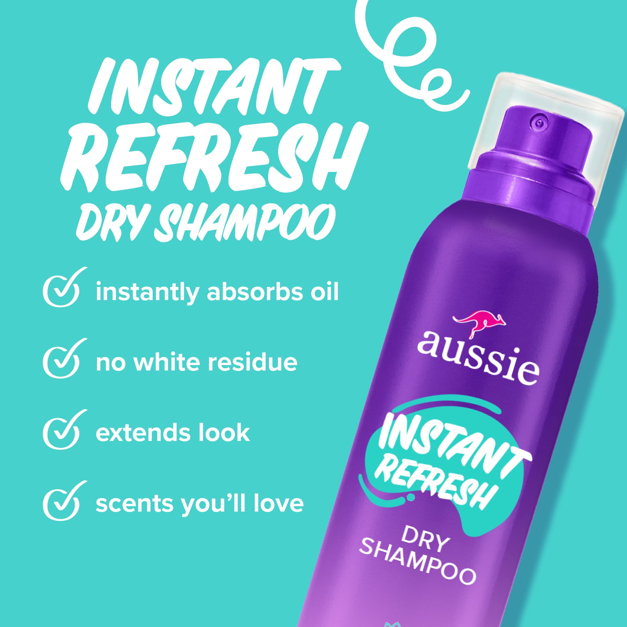 Aussie Instant Refresh Dry Shampoo for Straight, Wavy and Curly Hair, 4.9oz