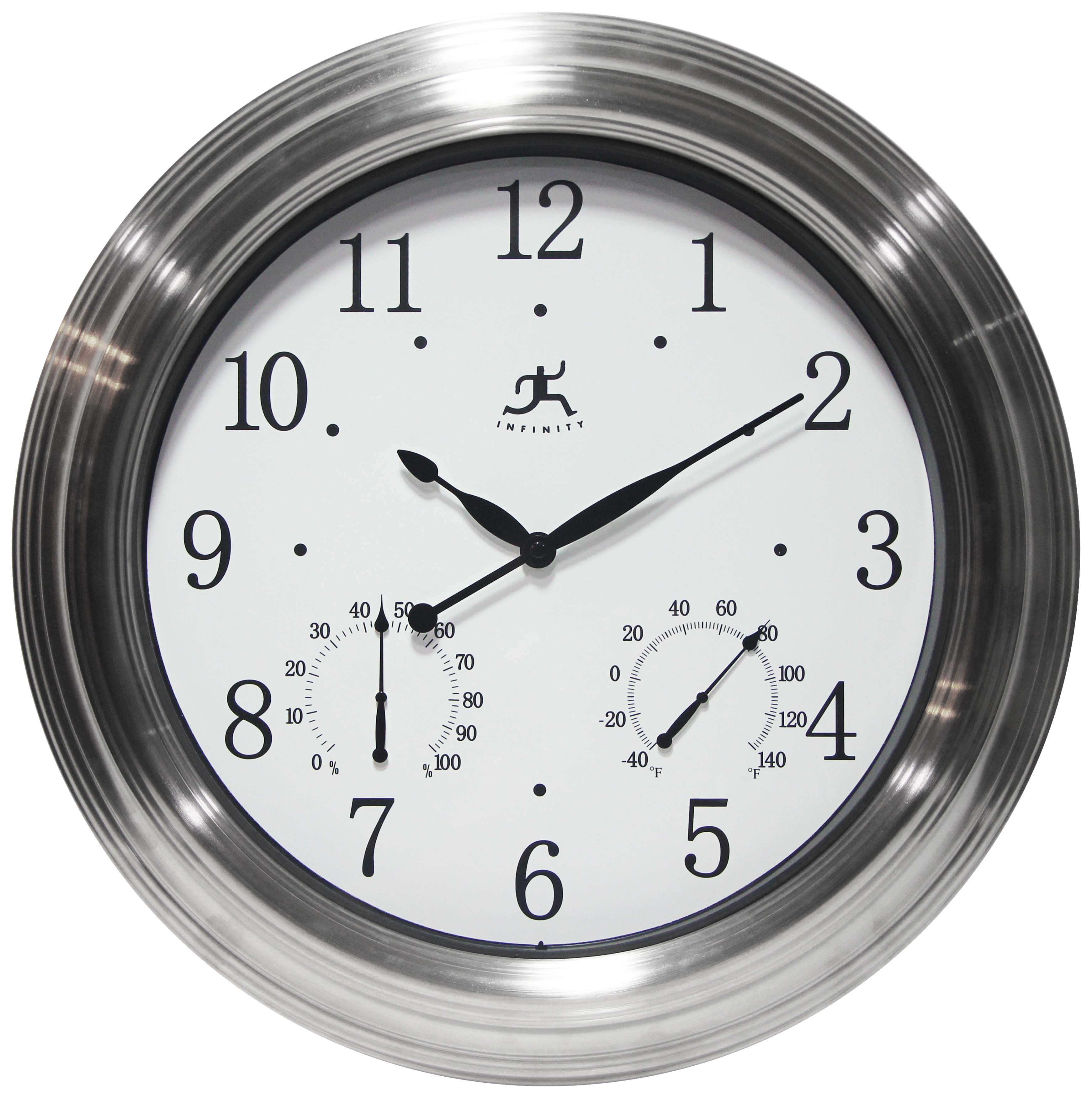 Infinity Instruments Indoor/Outdoor 18.5"x 18.5" Silver Analog Round