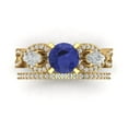 thumbnail image 2 of Clara Pucci 14K Yellow Gold Round Cut 1Ct Simulated Tanzanite Engagement Ring + Matching Band - Luxury Box Included, 2 of 7