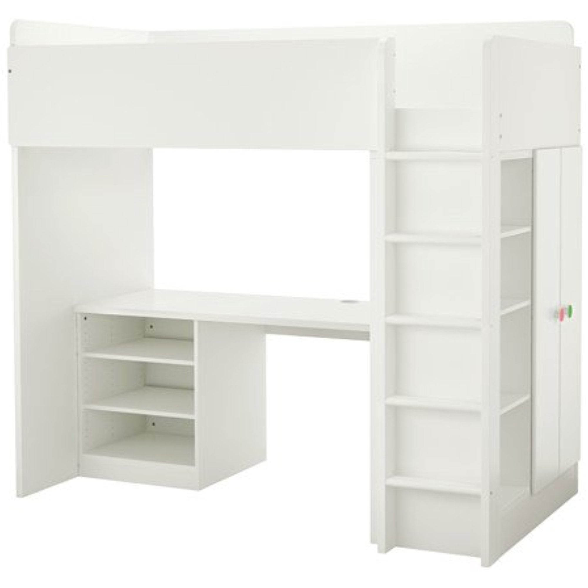 Ikea Twin Size Loft Bed With 2 Shelves 2 Doors White 262 412 Walmart Com