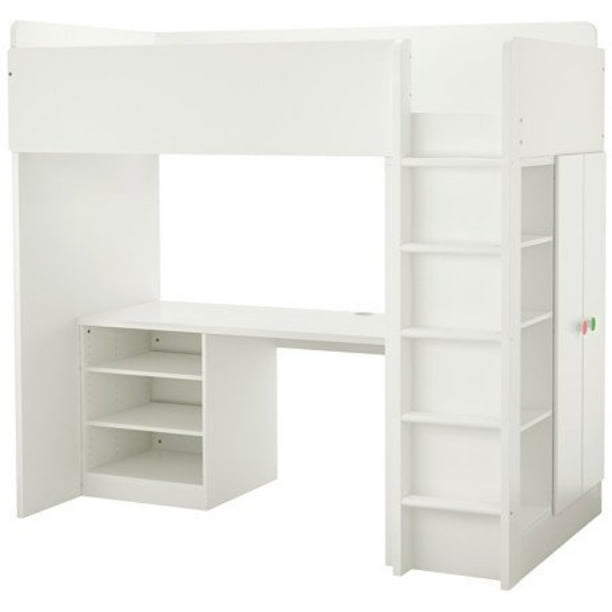 Ikea Twin Size Loft Bed With 2 Shelves 2 Doors White 262 412 Walmart Com
