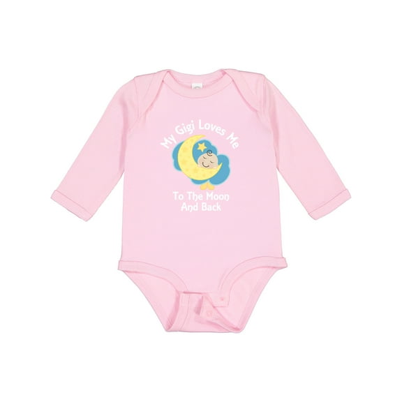 Inktastic Gigi Loves Me to the Moon and Back Boys or Girls Long Sleeve Baby Bodysuit