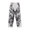thumbnail image 3 of Lsque Monochrome Deer Floral Print Men's Pajama Pants, Lounge Pant - Comfortable Home Wear,Elastic Waistband, Stylish Design-Medium, 3 of 9