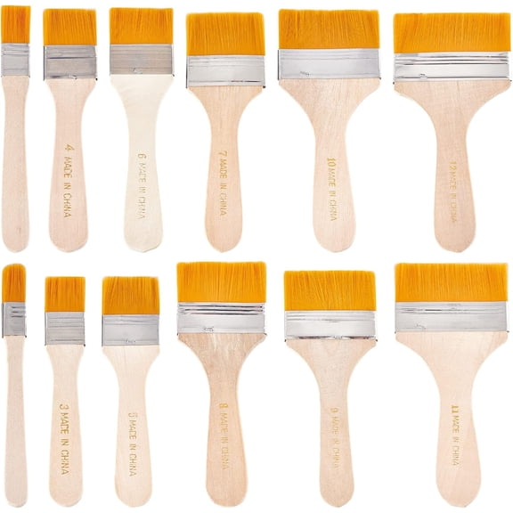 1set 12pcs Wood Handle Bristle Paint Brush 12 style Professional Wall Brush set Chip Paint Brush for Paints Stains Varnishes Glues Home Improvement