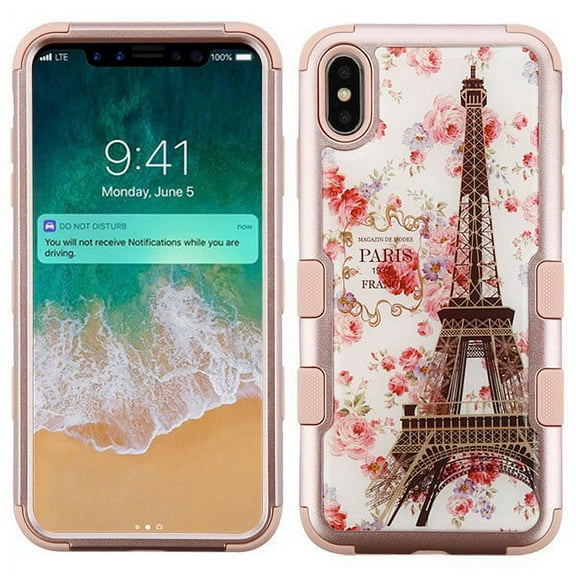 Apple iPhone Xs Max (6.5 in) Phone Case Tuff Hybrid Shockproof Impact Rubber Dual Layer Hard Soft Protective Hard Case Gel Paris in full Bloom Phone Case for Apple iPhone Xs Max