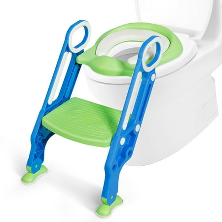 Gymax Foldable Potty Training Toilet Seat w/ Step Stool Ladder Adjustable for