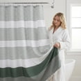 thumbnail image 5 of Unique Bargains Striped Waterproof Shower Curtain Sets with 12 Hooks Green 72"W x 72"L, 5 of 5