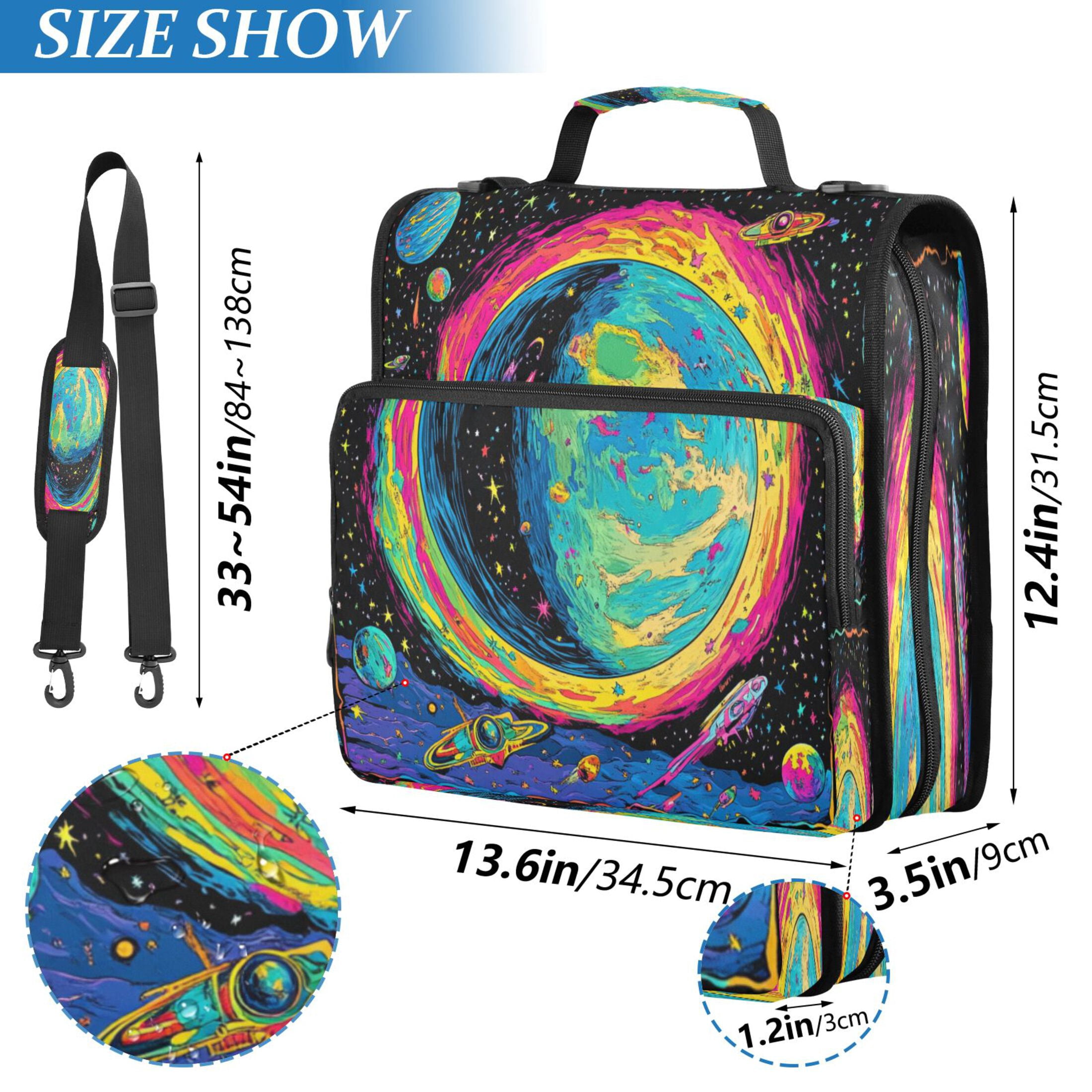 YAZAOO Zipper Binder trapper keeper Documents Organized Design Colorful Planet and Stars Printed