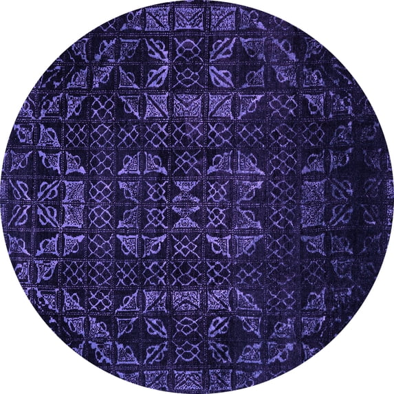 Ahgly Company Indoor Round Abstract Purple Modern Area Rugs, 5' Round