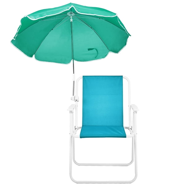 Folding Beach Chair with Umbrella for Adults, Lightweight Porable Camping Chair with 265lbs Capacity for Travel Picnic Concert & Outdoor Activities, Mint Green