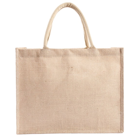 Yardwe Khaki Linen Jute Foldable Tote Bag with Zipper for Men Women Leisure Daily Use 1Pcs 12x9.8in