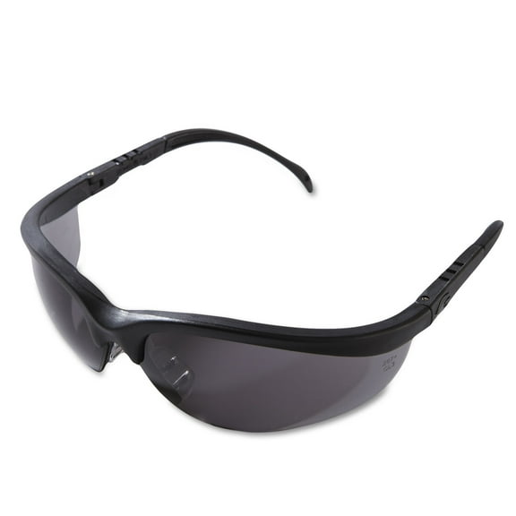 Mcr Safety Klondike Safety Glasses, Matte Black Frame, Gray Lens